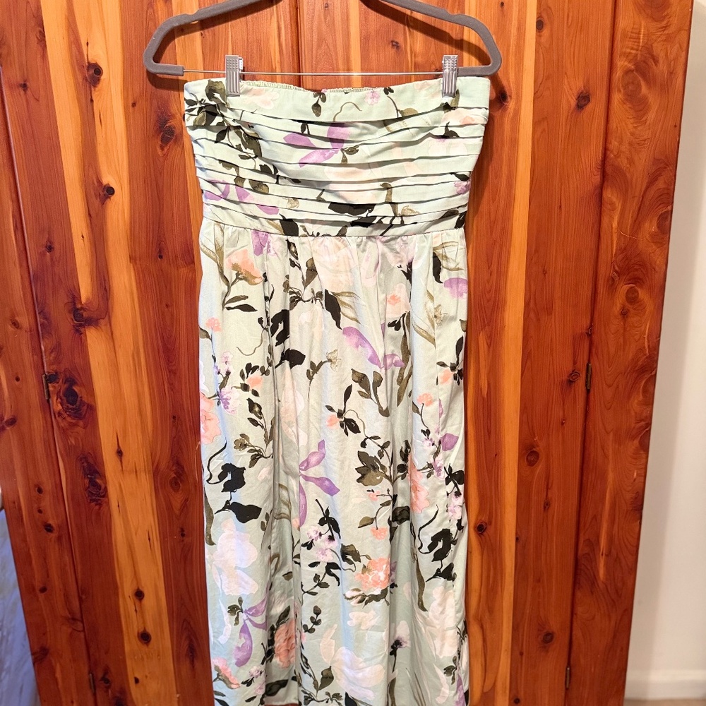Tea length strapless dress